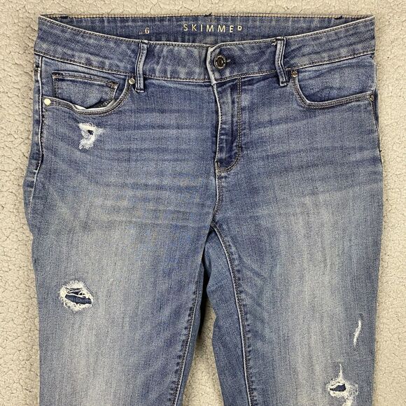 White House Black Market Skimmer Jeans Womens 4 Distressed Ankle Cuff 30x30 WHBM - Picture 2 of 16